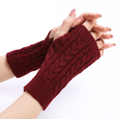 Women's Short Knitting Wool Fashion Fingerless Knit Gloves