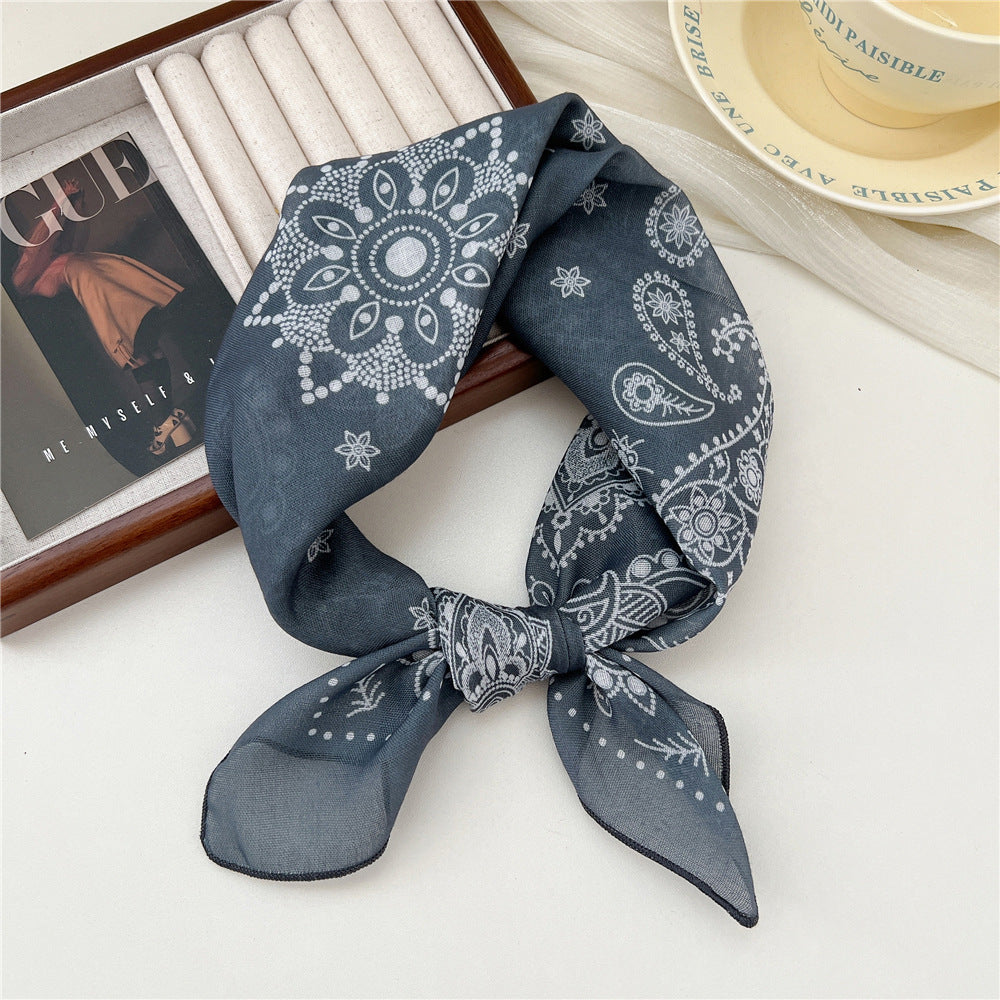 Small Square Towel Silk Female Autumn Summer Bandana Headband Scarfs