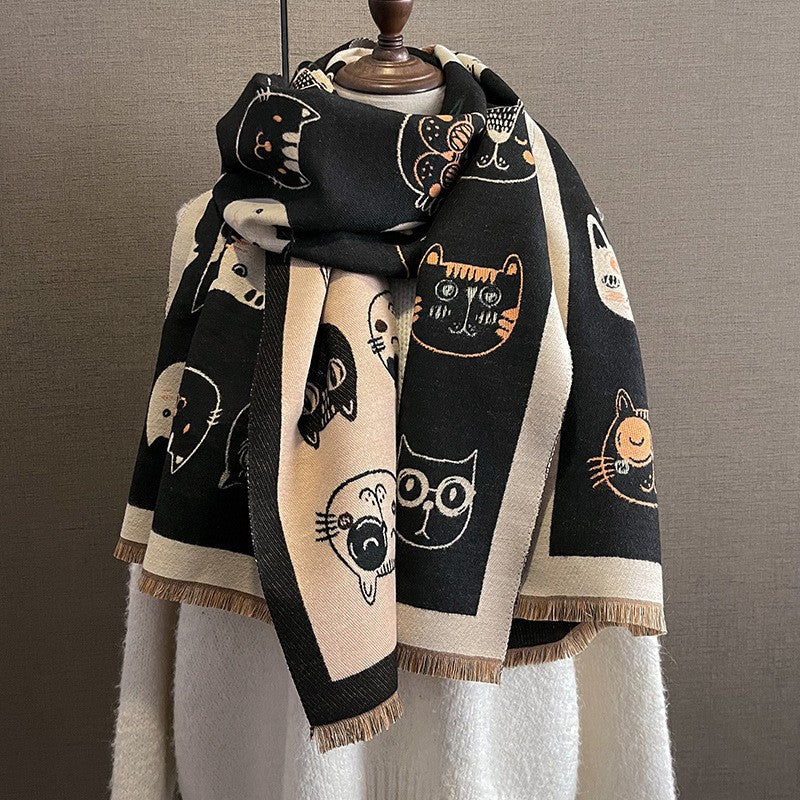 Women's Artificial Cashmere Korean Printed Elegant Warm Scarfs