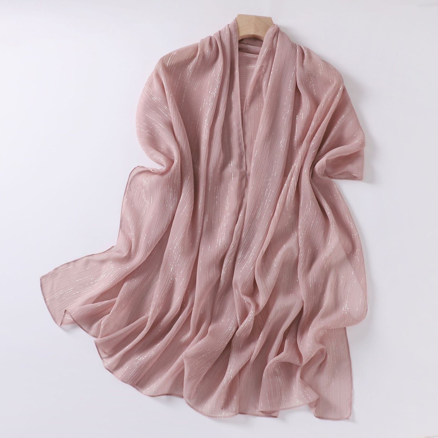 Live Broadcast Chiffon Sier Silk Pleated Long Scarfs