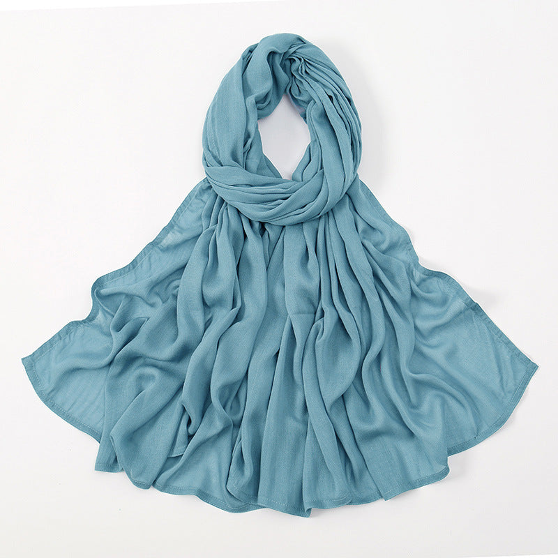 Malay Indonesian Rayon Monochrome Wide-brimmed Thin Scarfs