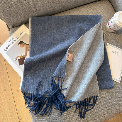 Men's Australia Solid Color Simple Double-sided Wool Female Winter Scarfs