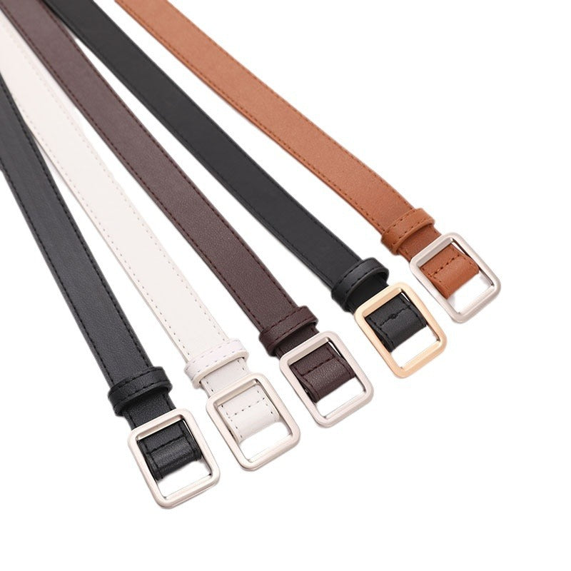 Women's Square Buckle Versatile Simple Retro Decorative Belts