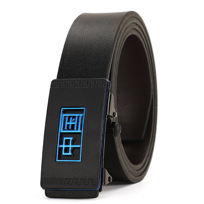 Men's Leather Inner Wear Pattern Toothless Automatic Buckle Belts