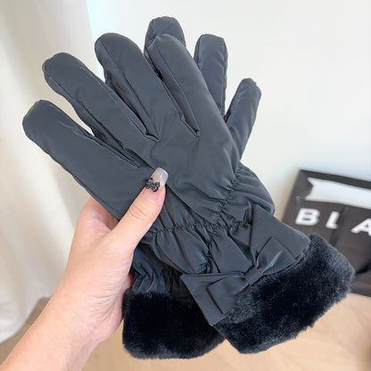 Women's Screen Windproof Warm Cold Protection Fleece Thickened Korean Style Gloves