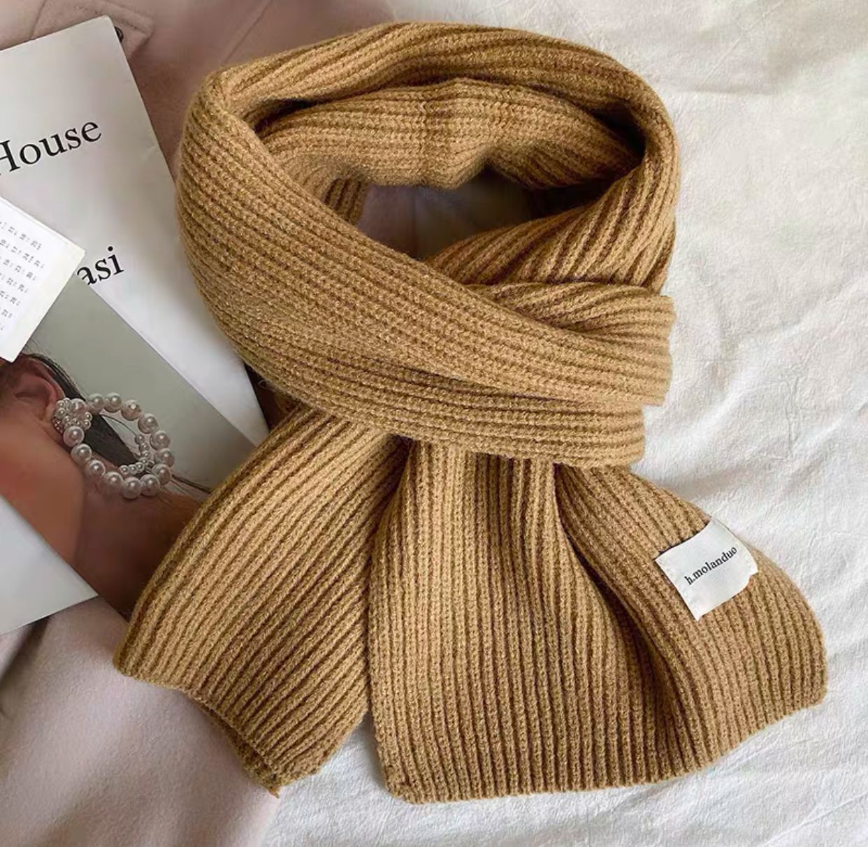 Women's & Men's Long Solid Color Knitted Wool Keep Scarfs