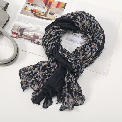 Women's Twist Pleated Simple Korean Floral Shawl Scarfs