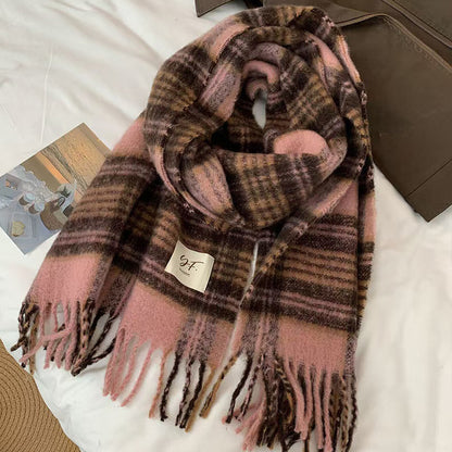 Women's High-grade Plaid Winter Korean Shawl Thickening Scarfs