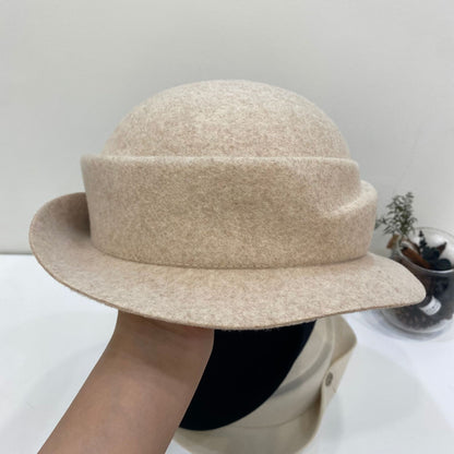 Women's Woolen Vintage Curling Bucket Warm Fashion Hepburn Hats & Caps