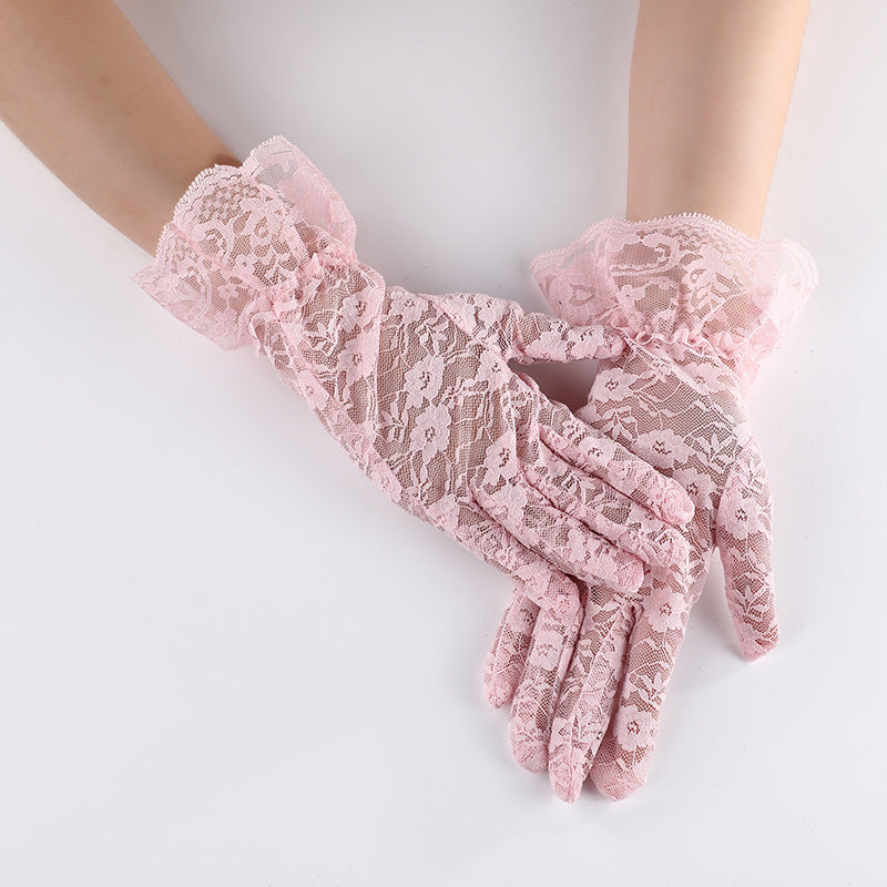 Women's Summer Black Large Lace Sexy Short Sun Gloves