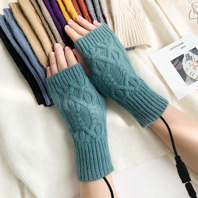 Knitted Half Female Winter Fingerless Finger Gloves