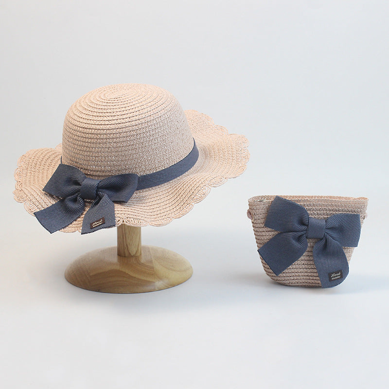 Children's Hat Straw Bow Sweet Cute Sun Kids' Headwear