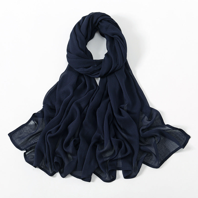 Malay Indonesian Rayon Monochrome Wide-brimmed Thin Scarfs