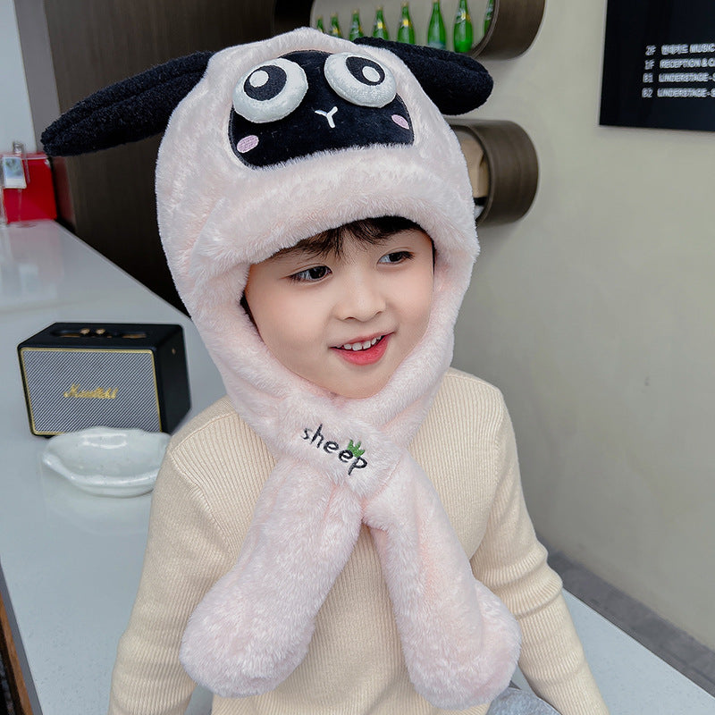 Children's Ears Moving Plush Bonnet One-piece Will Kids' Headwear