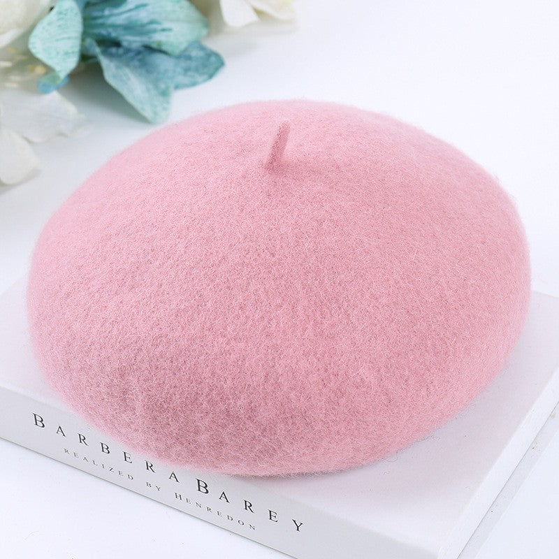 Mob Beret Woolen Solid Color Simple Adult Kids' Headwear