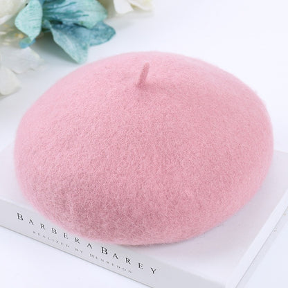 Mob Beret Woolen Solid Color Simple Adult Kids' Headwear