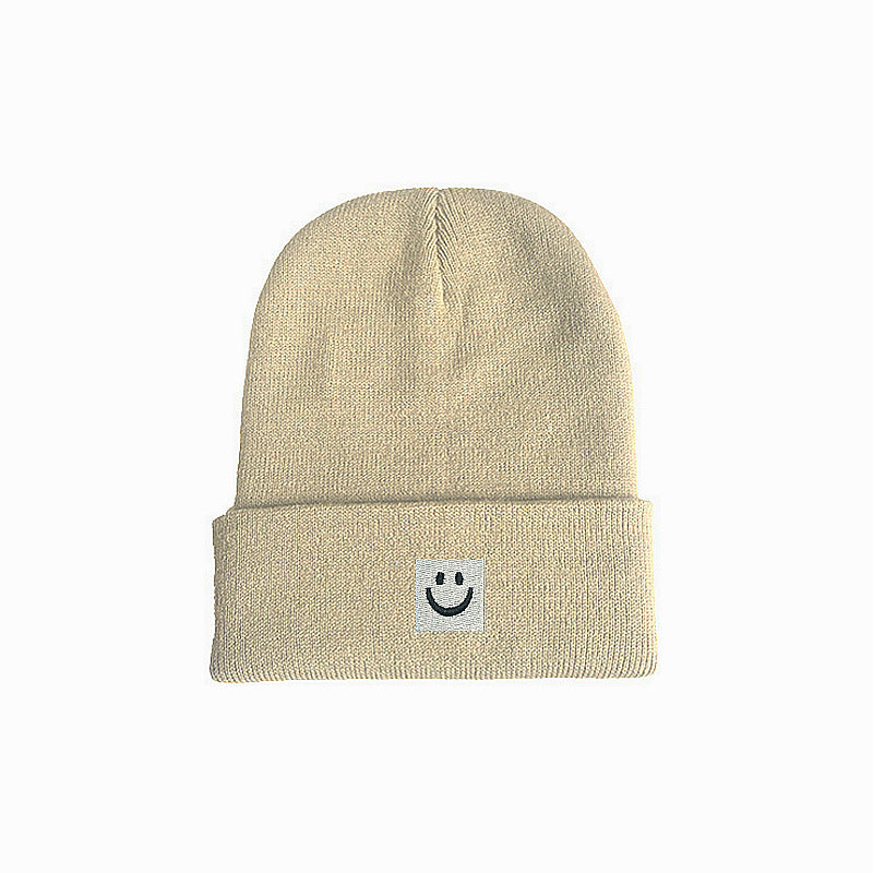 Children's Woolen Embroidered Smiley Knitted Hat Alphabet Kids' Headwear