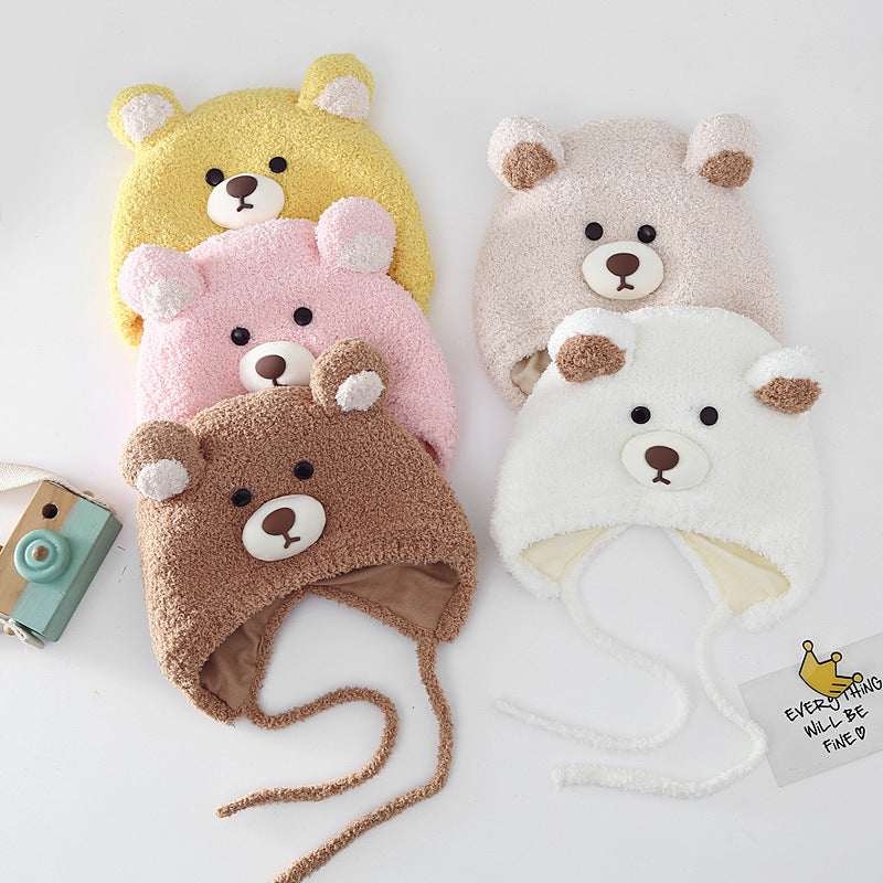 Bonnet Cartoon Bear Shape Earmuffs Hat Male Female Kids' Headwear