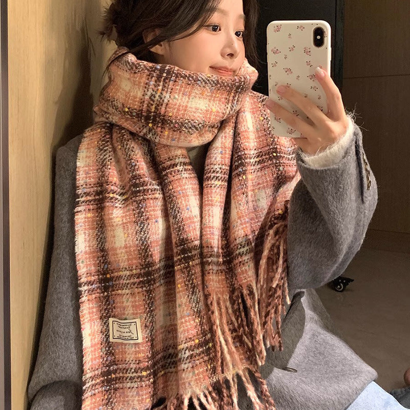 Women's Korean Plaid Fashionable Warm Couple Holiday Scarfs