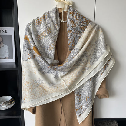 Women's Wool Jungle Silk Cashmere Shawl Warm Scarfs