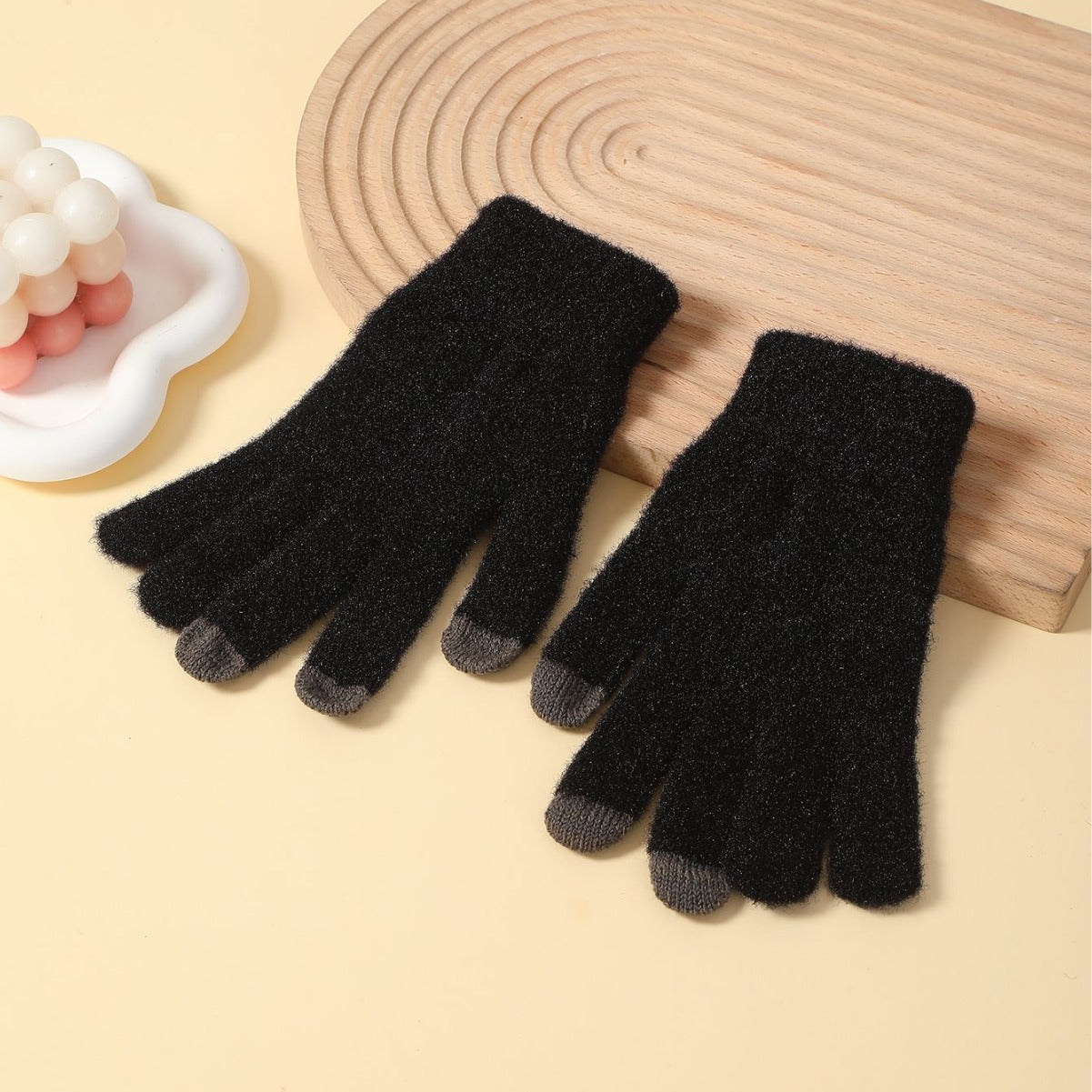 Imitation Mink Outdoor Riding Full Finger Simple Gloves