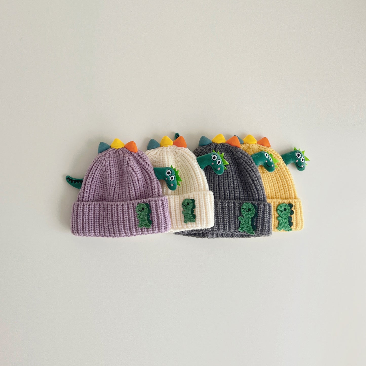 Hat Cartoon Dinosaur Sleeve Knitted Woolen Kids' Headwear