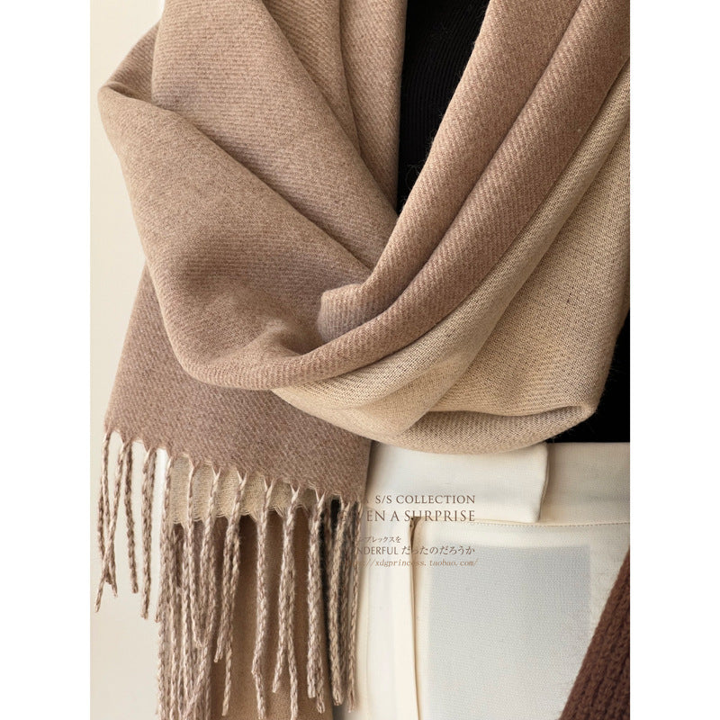 Women's Light Luxury Coat Mate Double-sided Solid Scarfs