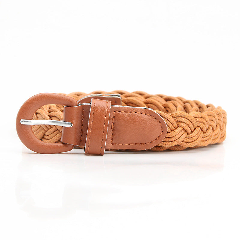 Women's Retro Style Wax Rope Woven Iron Belts