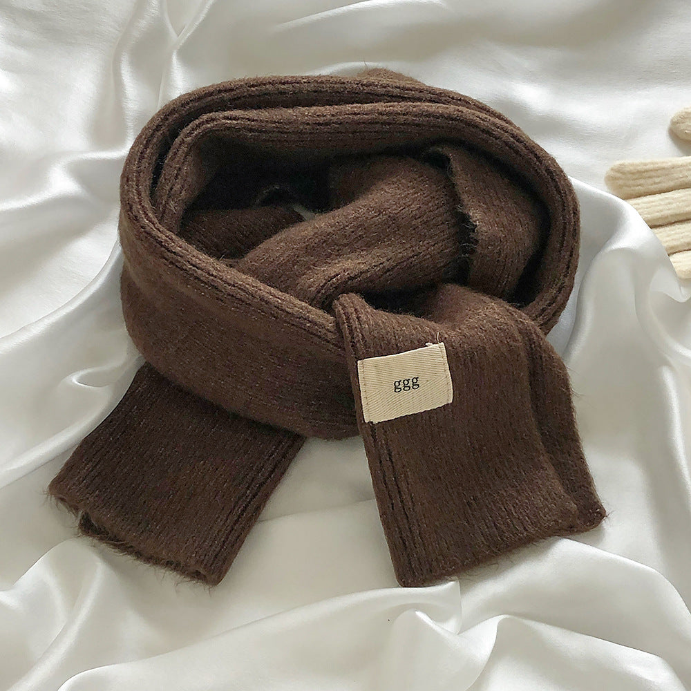 Macron Color Gentle Furry Knitted Solid Scarfs