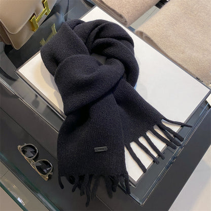 Pure Wool Female Winter High Sense Tassel Warm Scarfs