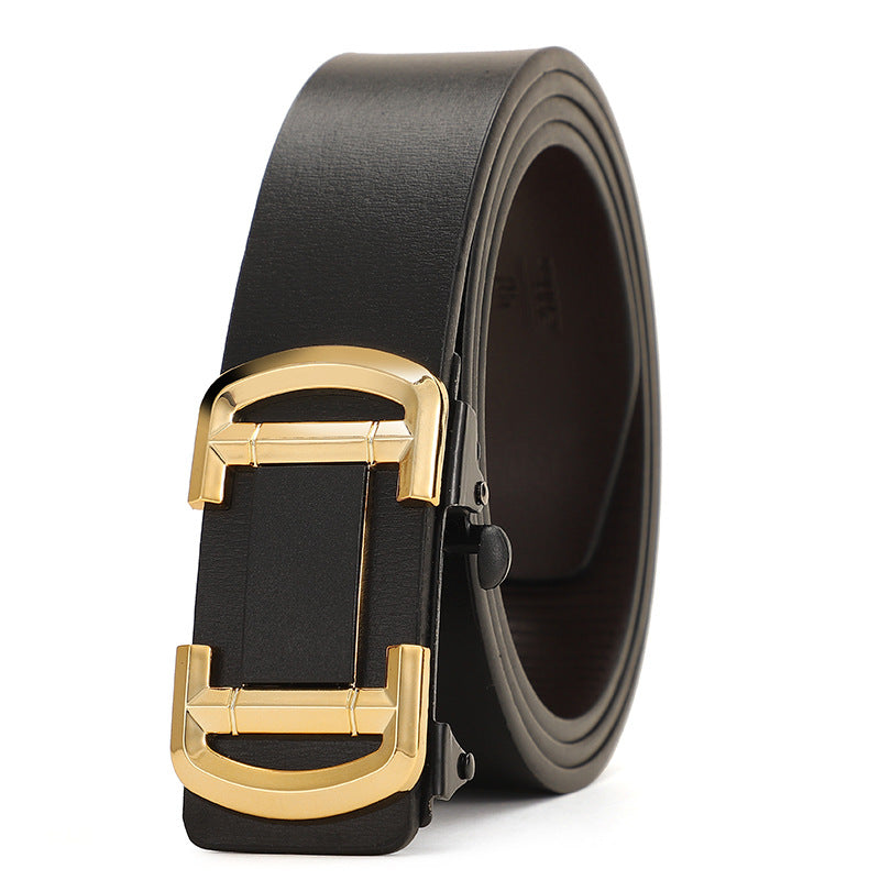 Men's Leather Inner Wear Pattern Toothless Automatic Buckle Belts