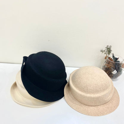 Women's Woolen Vintage Curling Bucket Warm Fashion Hepburn Hats & Caps