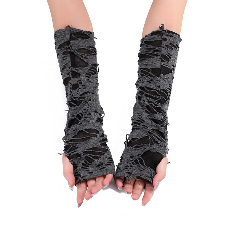 Gray Dark Punk Costume Props Fashion Gloves