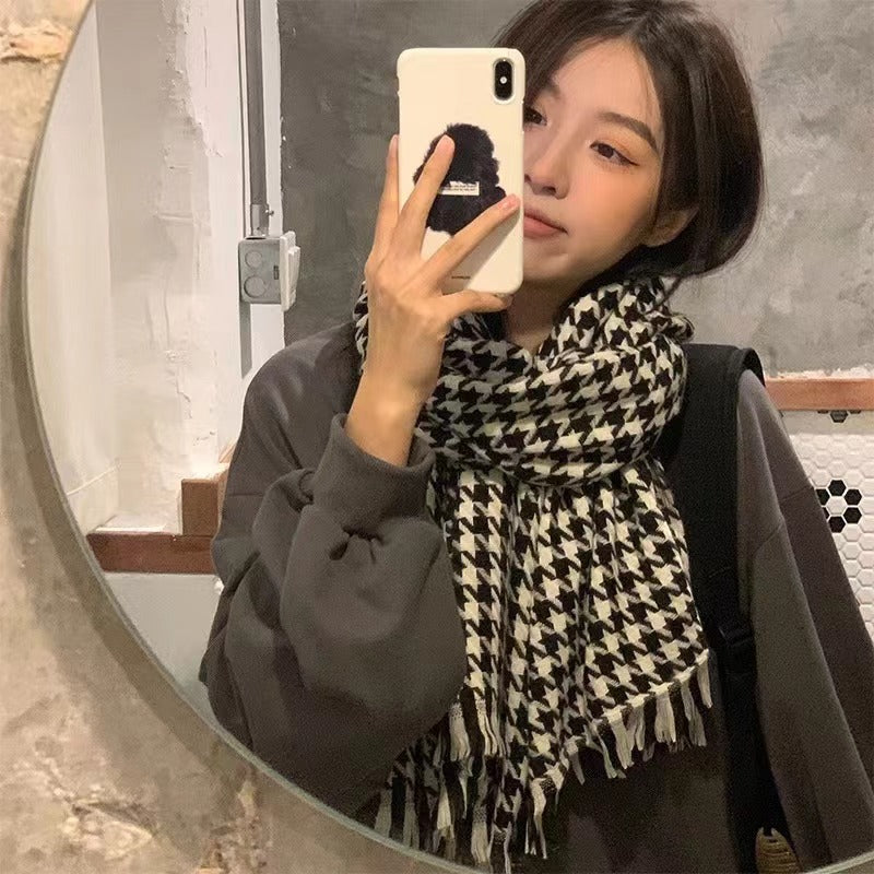 Korean Style Warm Winter Chessboard Plaid Scarfs