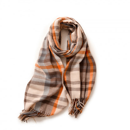 Women's Sweet Warm Artificial Cashmere Plaid Shawl Scarfs