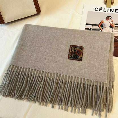 Women's Solid Color Winter Thickened High-grade Wool Scarfs