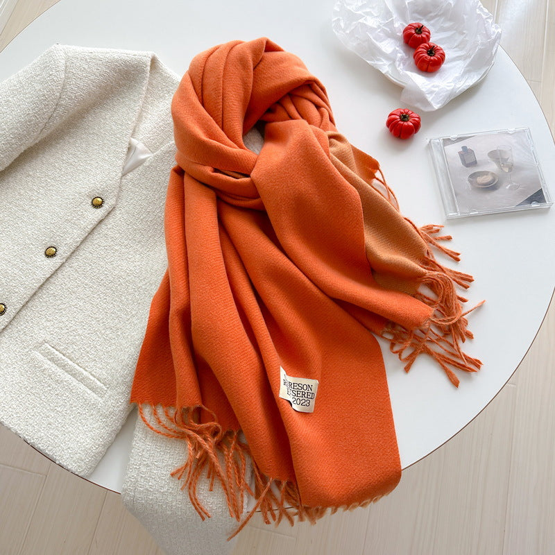 Women's Korean Double-sided Artificial Cashmere Pure Color Warm Scarfs