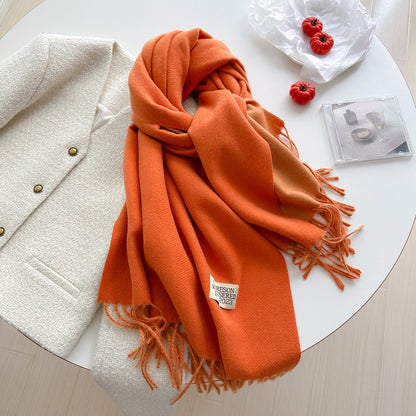 Women's Korean Double-sided Artificial Cashmere Pure Color Warm Scarfs