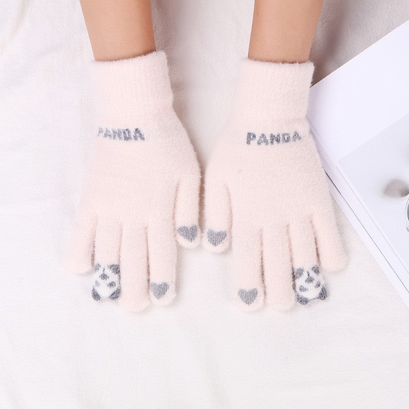 Plush Winter Cycling Knitted Cute Touch Gloves