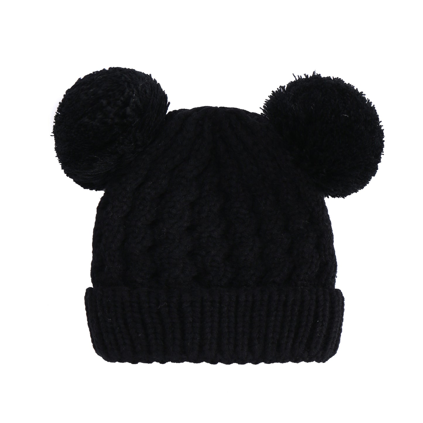 Children's Twisted Woolen Yarn Double Ball Hat Kids' Headwear