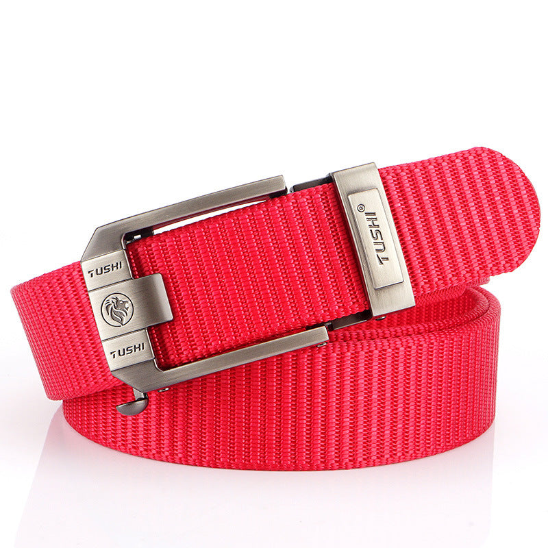 Toothless Automatic Buckle Woven Thick Nylon Canvas Belts