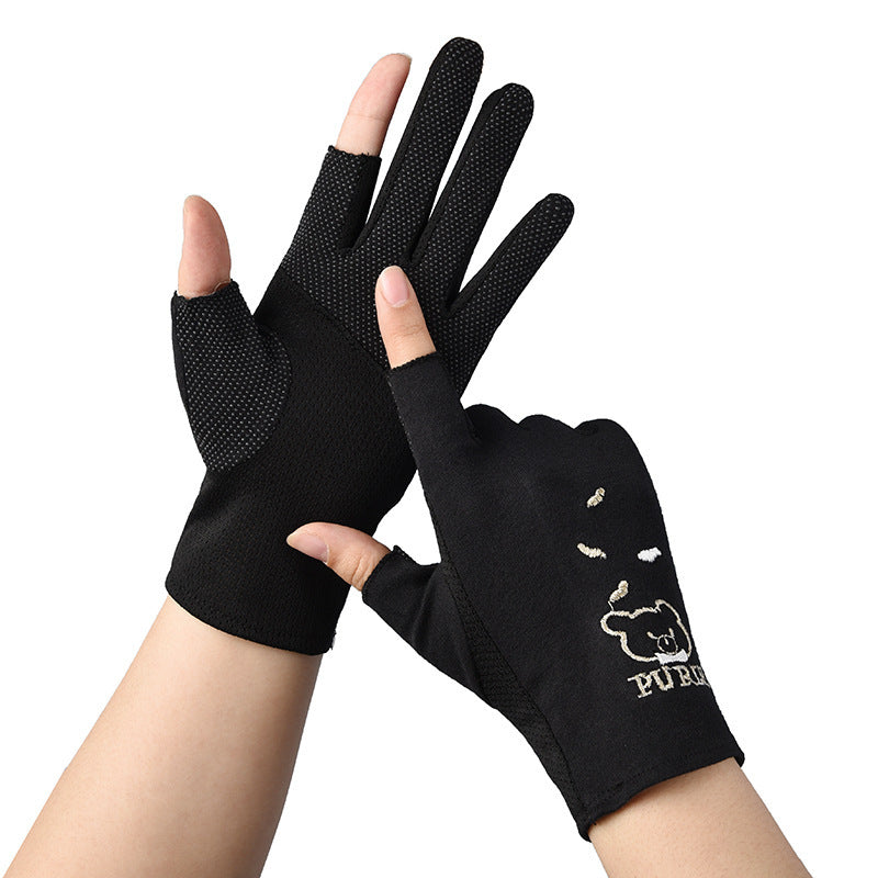 Women's Type Sunscreen Driving Biking Bear Cloth Gloves