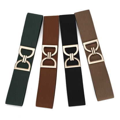 Women's Korean Style Alloy Buckle Wide Waist Belts