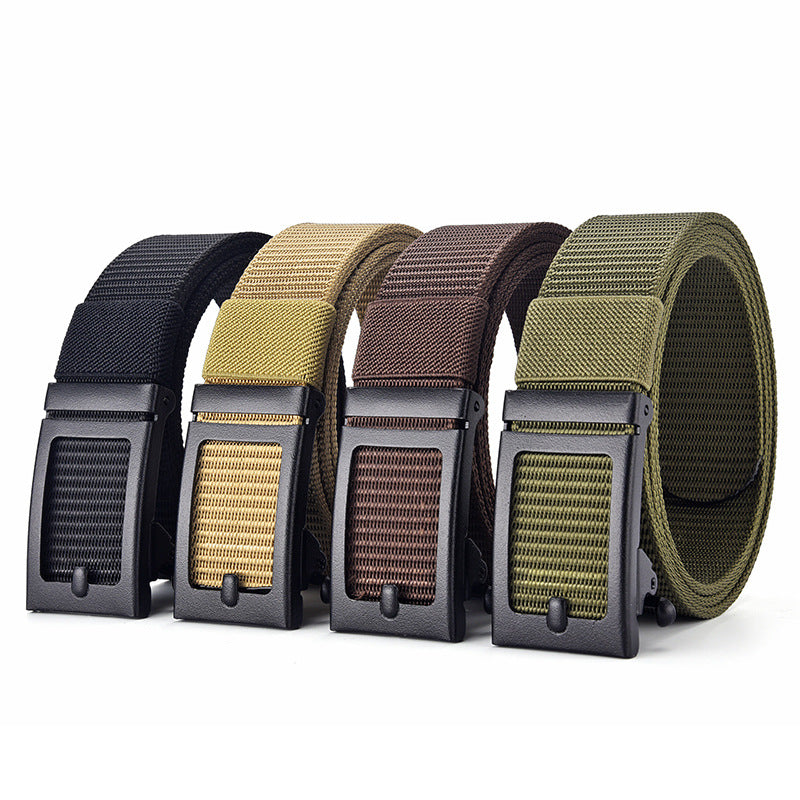 Men's Iron Automatic Buckle Nylon Waistband Outdoor Belts