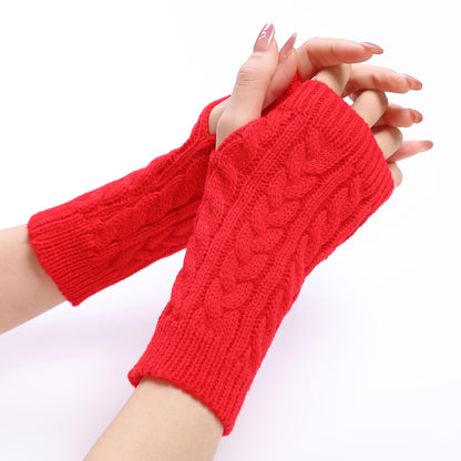 Women's Short Knitting Wool Fashion Fingerless Knit Gloves