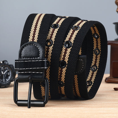 Men's Canvas Woven Casual Tooling Korean Style Belts