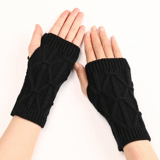 Women's & Men's Rhombus Short Fashion Knitted Wool Keep Gloves