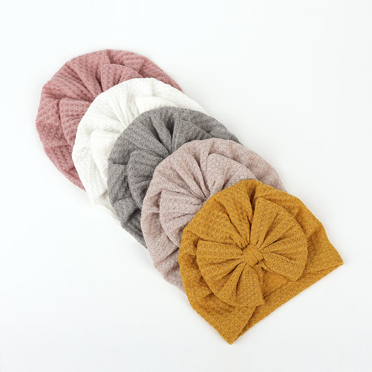 Children's Hat Solid Color Infant Beanie Bow Kids' Headwear