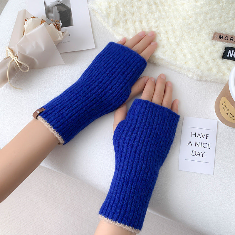 Women's Knitted Half Winter Fingerless Finger Writing Gloves