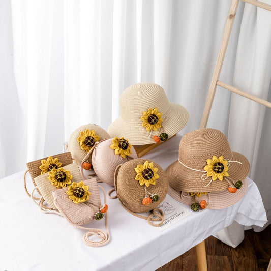 Women's & Children's Straw Hat Outdoor Leisure Travel Cute Flowers Kids' Headwear